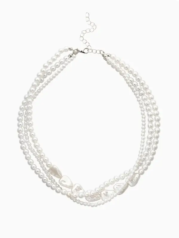 Чокер &laquo;Сияние жемчуга", сердце мятое, L=37см+8см удлинение, цвет белый в серебре