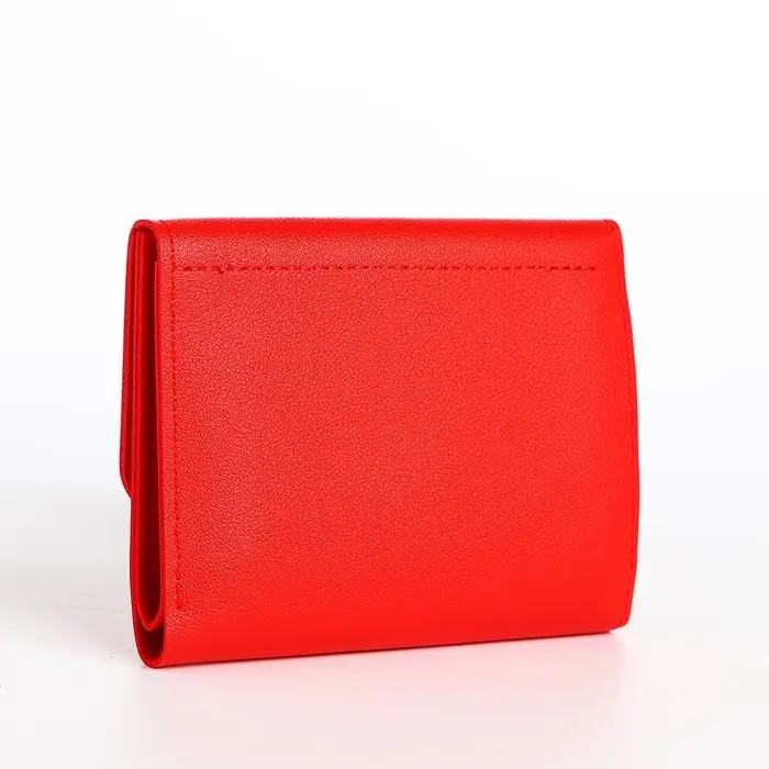 Кошелёк женский на кнопке 11.5&times;0.5&times;9 см, однотонный, алый