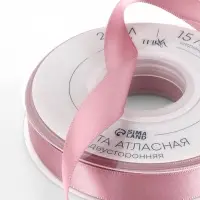Лента атласная TEIRA, двухсторонняя, 15 мм, 25&plusmn;1 м, розовая №165