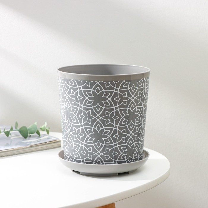 Горшок для цветов с поддоном Доляна «Кракле», 1,6 л, d=14 см, h=15,5 см, пластиковый, цвет серый Горшок для цветов с поддоном Доляна «Кракле», 1,6 л, d=14 см, h=15,5 см, пластиковый, цвет серый
