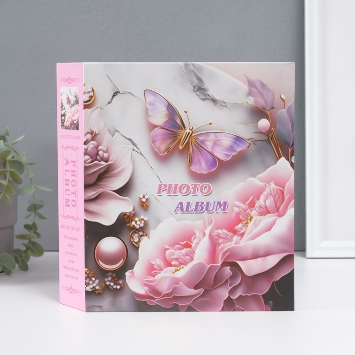 Фотоальбом на 80 фото 10х15 см Фотоальбом на 80 фото 10х15 см "Бабочка в цветах 3D" в коробке МИКС 5,3х19х23 см