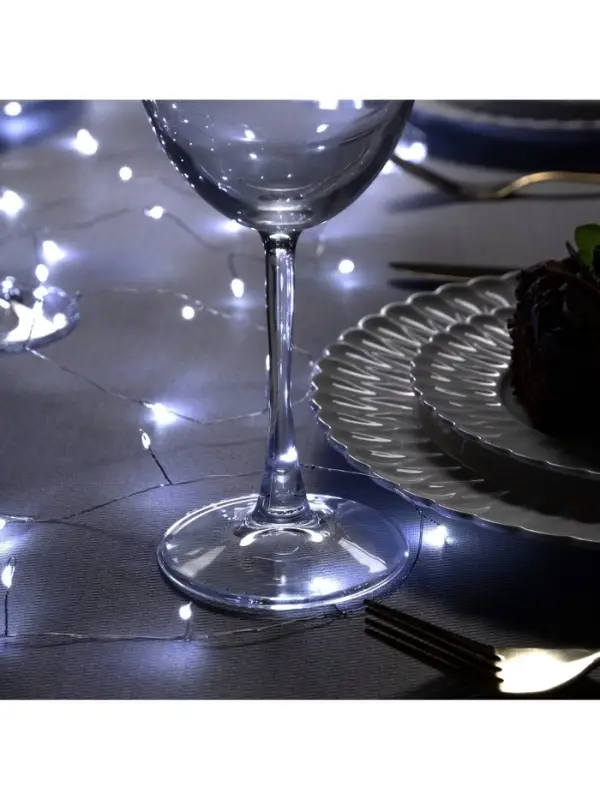 Гирлянда &laquo;Мишура&raquo; 5 м, роса, IP20, серебристая нить, 100 LED, свечение белое, USB