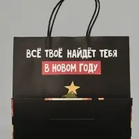 Пакет подарочный крафт &laquo;Найду новом году&raquo;, 22&times;22&times;11 см