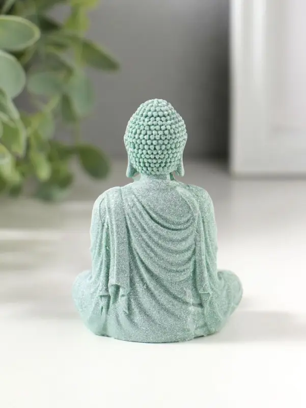 Подсвечник/подставка под конус полистоун "Будда и лотос" зелёный d=1,5 см 7,7х5,5х9 см