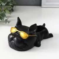 Подставка для мелочей «Французский бульдог в очках», 7×14×8.5 см, чёрная