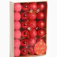 Ёлочные игрушки &laquo;Традиция&raquo;, шары новогодние, d=3 см, набор 24 шт., треск, красный