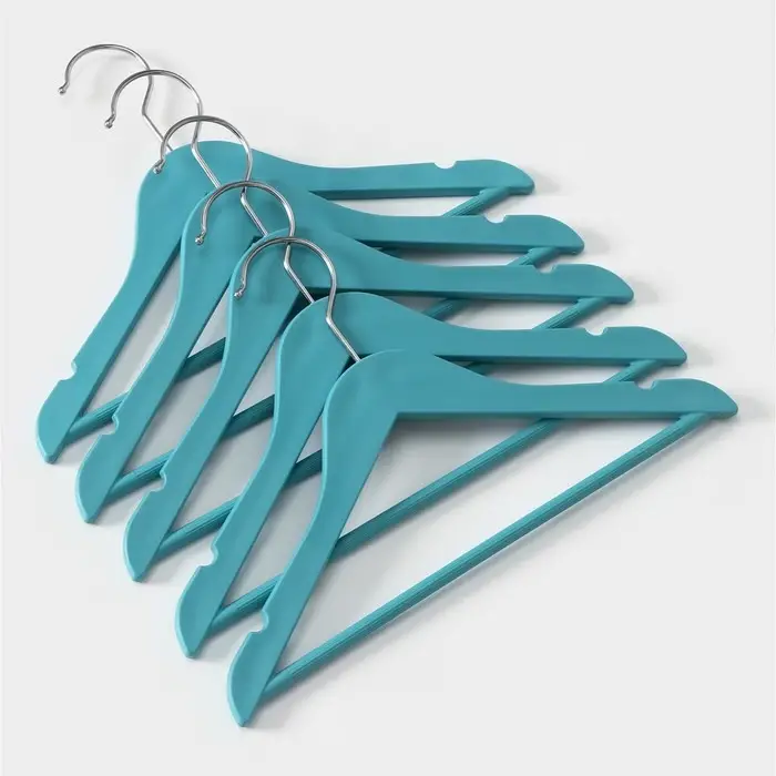 Плечики - вешалки с перекладиной Доляна, 30×20 см, 5 шт, голубые Плечики - вешалки с перекладиной Доляна, 30×20 см, 5 шт, голубые