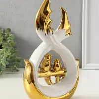 Фигура керамика &laquo;Две птички на ветке&raquo;, белый с золотом, 7&times;15.5&times;29.5 см