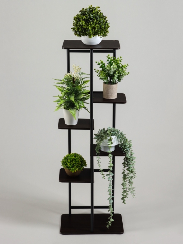 Подставка для цветов Greengo, 6 полок, 36 × 23 × 106 см, напольная, каркас металл, полки МДФ, чёрная Подставка для цветов Greengo, 6 полок, 36 × 23 × 106 см, напольная, каркас металл, полки МДФ, чёрная