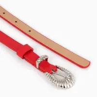 Ремень жен, 02-01-02-01, 1,5*0,3*110 см, без винта, пряжка серебро, 1 прокол, красный