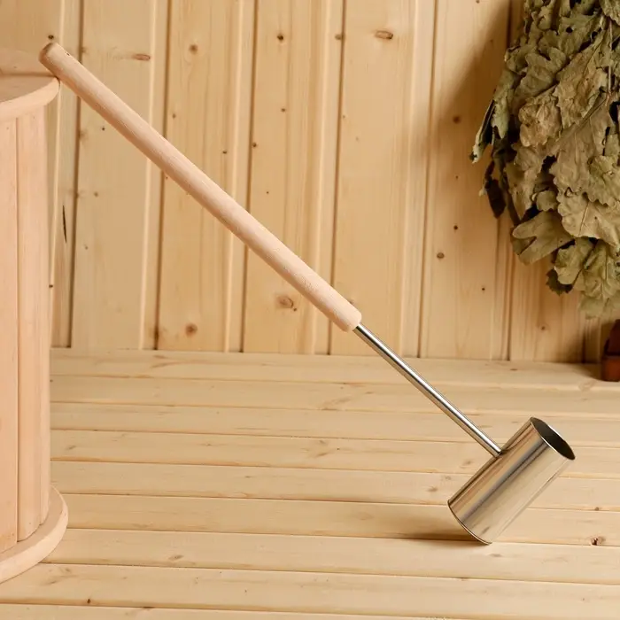 Ковш - черпак для бани и сауны &laquo;Прямой&raquo;, нержавеющая сталь, 200 мл, деревянная ручка