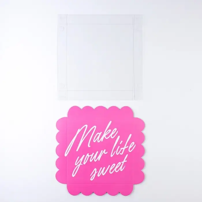 Коробка для печенья, кондитерская упаковка с пластиковой крышкой, Make your life sweet, 18 х 18 х 3 см