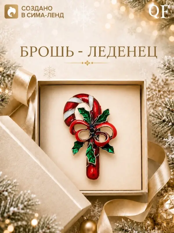 Брошь новогодняя &laquo;Леденец&raquo;, цветная в чернёном серебре