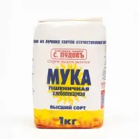 Мука пшеничная, хлебопекарная, высший сорт С.Пудов, 1 кг