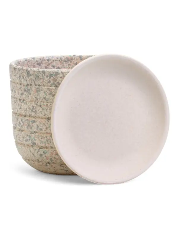 Горшок цветочный с поддоном 0,8 л, белый керамика Горшок цветочный с поддоном 0,8 л, белый керамика "Пряности" (М)