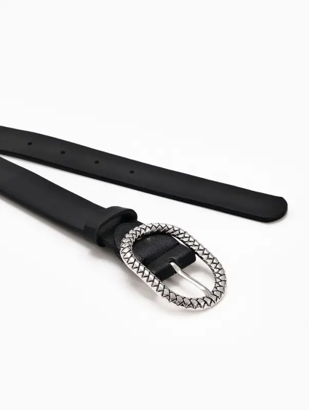 Ремень женский, 110&times;2.9 см, с винтом, классическая пряжка металл, чёрный