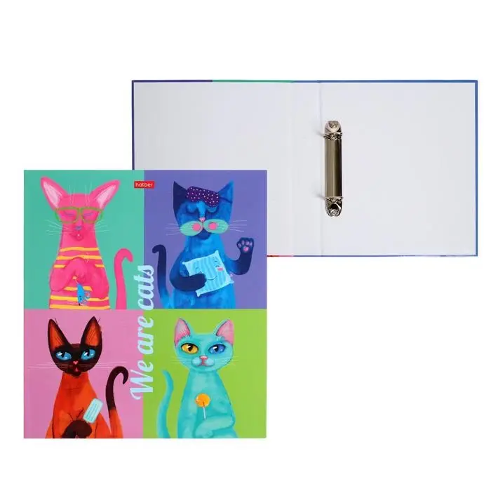 Папка на 2 кольцах А5  Папка на 2 кольцах А5 "Мы кошки", твёрдая обложка, глянцевая ламинация