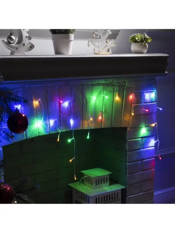 Гирлянда &laquo;Бахрома&raquo; 3&times;0.5 м, IP20, прозрачная нить, 80 LED, свечение мульти, 8 режимов, 220 В