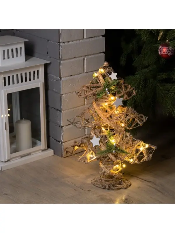 Светодиодная фигура &laquo;Ёлка&raquo; 32&times;44&times;10 см, металл, текстиль, от батареек AAх2, свечение тёплое белое