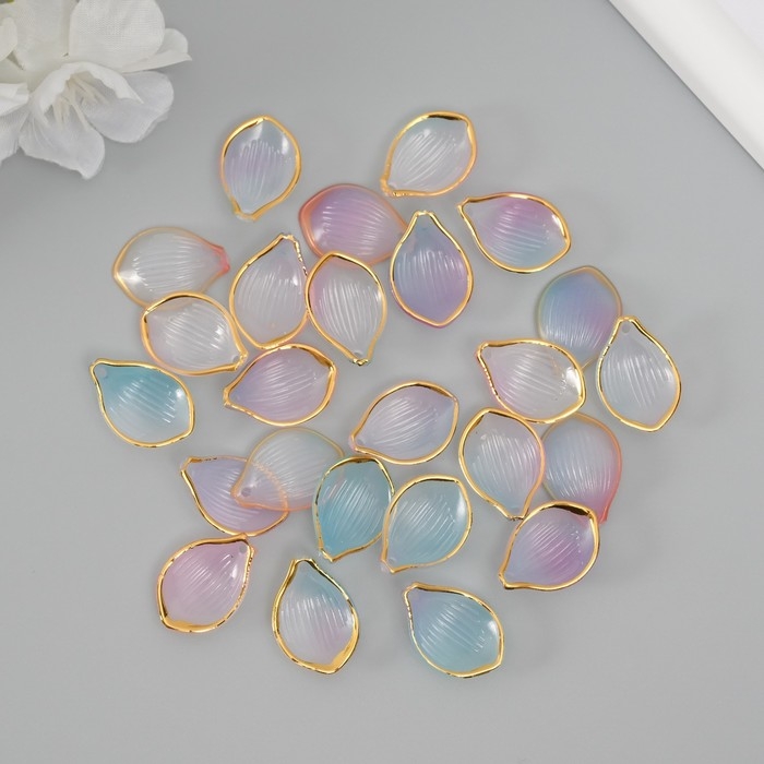 Декор для творчества пластик Декор для творчества пластик "Лепесток сиренево-голубой с золотом" набор 25 шт 2,3х1,6 см