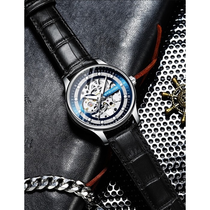 Часы наручные механические мужские, d-4.3 см, 3 АТМ, светящиеся