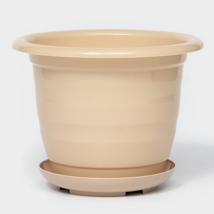 Горшок для цветов с поддоном Доляна «Арена», 2 л, пластиковый, цвет пудровый Горшок для цветов с поддоном Доляна «Арена», 2 л, пластиковый, цвет пудровый