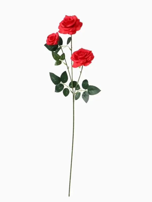 Цветы искусственные &laquo;Роза тройная&raquo;, 6&times;61 см, красные