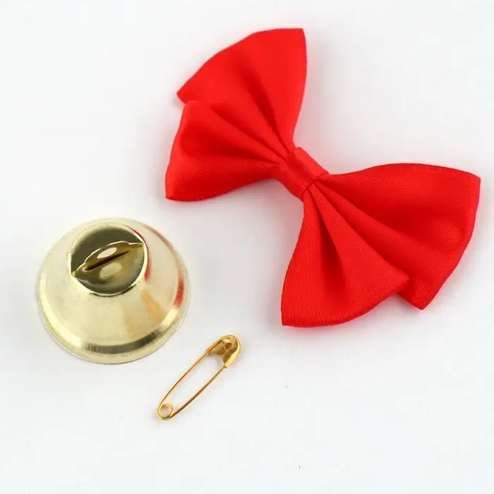 Колокольчик на булавке с бантом на выпускной, красный, d = 2,6 см
