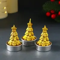 Набор свечей новогодних &laquo;Ёлка золотая&raquo;, 3 шт., 4&times;6 см