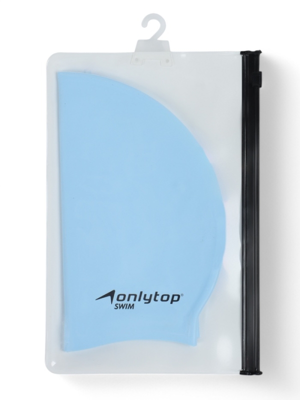 Шапочка для плавания силиконовая 56 гр, цвет голубой