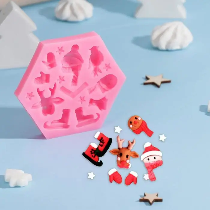 Молд новогодний «Новогодние забавы», силикон, 11,5×10×1,5 см, цвет МИКС Молд новогодний «Новогодние забавы», силикон, 11,5×10×1,5 см, цвет МИКС