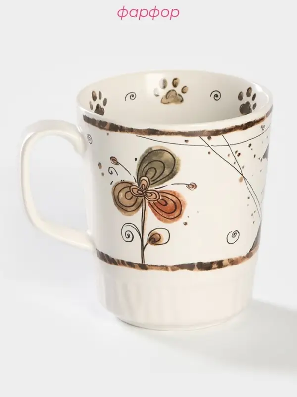 Кружка Доляна &laquo;Коты-аристократы&raquo;, 350 мл, фарфор, белая