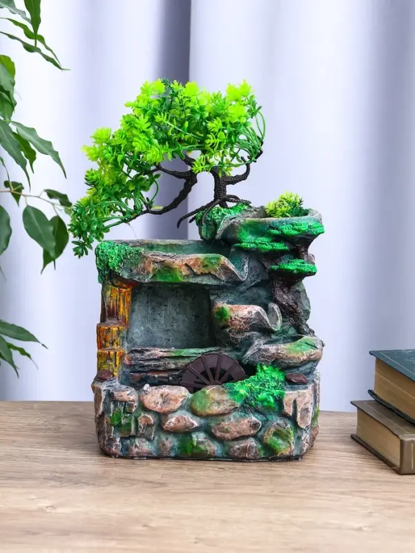 Фонтан настольный &laquo;Мельница на камнях под деревом&raquo;, 12&times;18&times;29 см, с подсветкой, без шарика