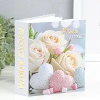 Фотоальбом на 40 фото 10х15 см "Белые розы и сердечки в посыпке" в коробке 4,5х14х17 см