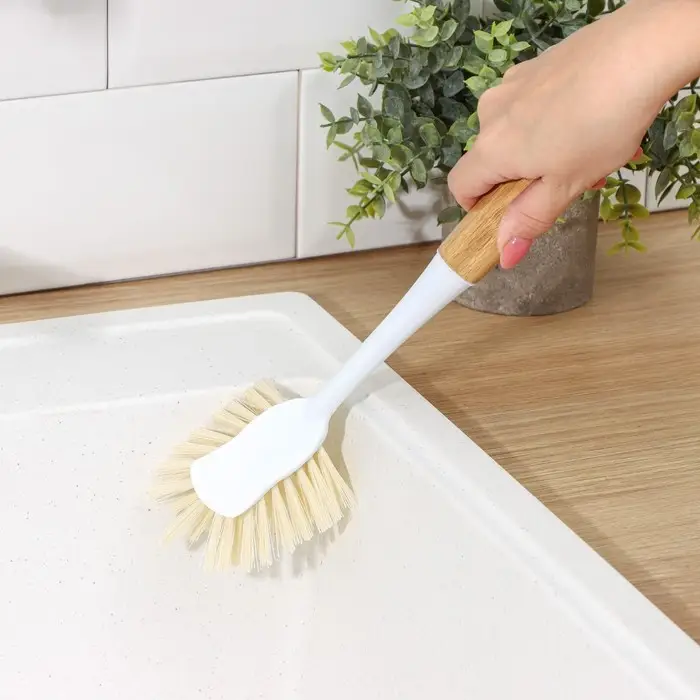 Щётка для посуды Доляна Meli, 8×6,5×29 см, бамбуковая ручка, цвет бежевый Щётка для посуды Доляна Meli, 8×6,5×29 см, бамбуковая ручка, цвет бежевый