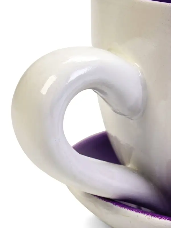 Горшок-чашка &laquo;Эмма&raquo;, 1.3 л, 19&times;15&times;10 см, керамический, с поддоном, бело-сиреневый