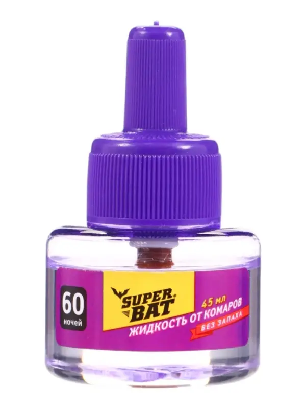 Дополнительный флакон-жидкость от комаров SuperBAT, 60 ночей, флакон, 45 мл