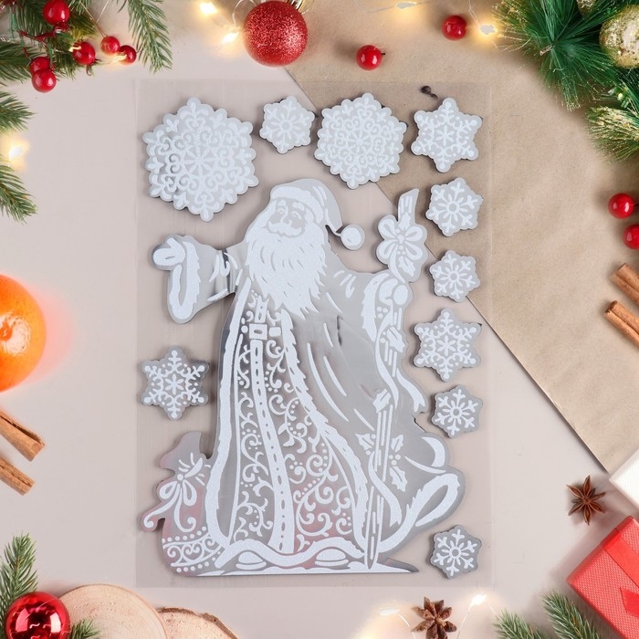 Наклейки на окна Наклейки на окна "Новогодние" Дед Мороз, 48х24 см