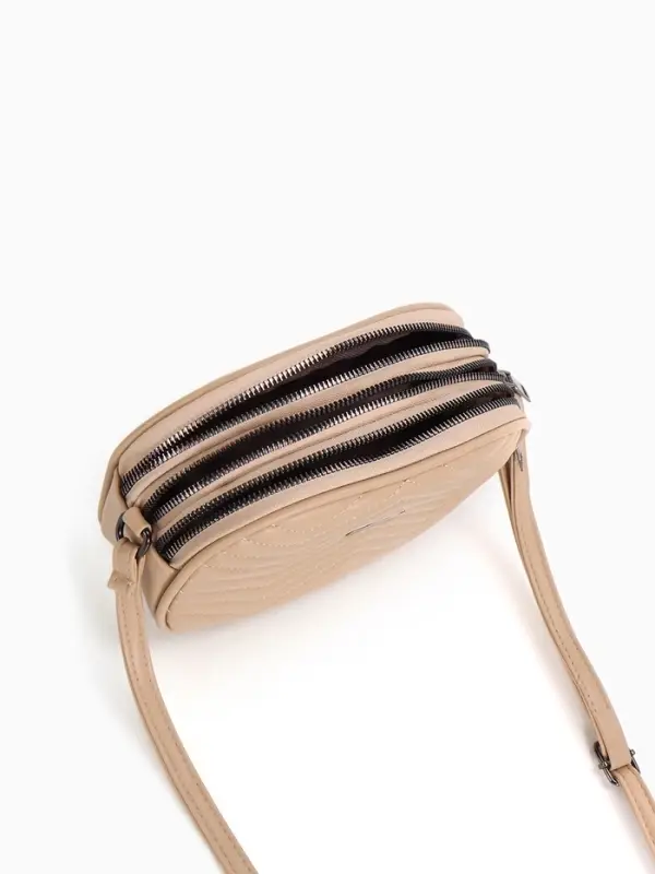 Сумка женская кросс-боди на молнии, 19&times;7&times;15 см, бежевая