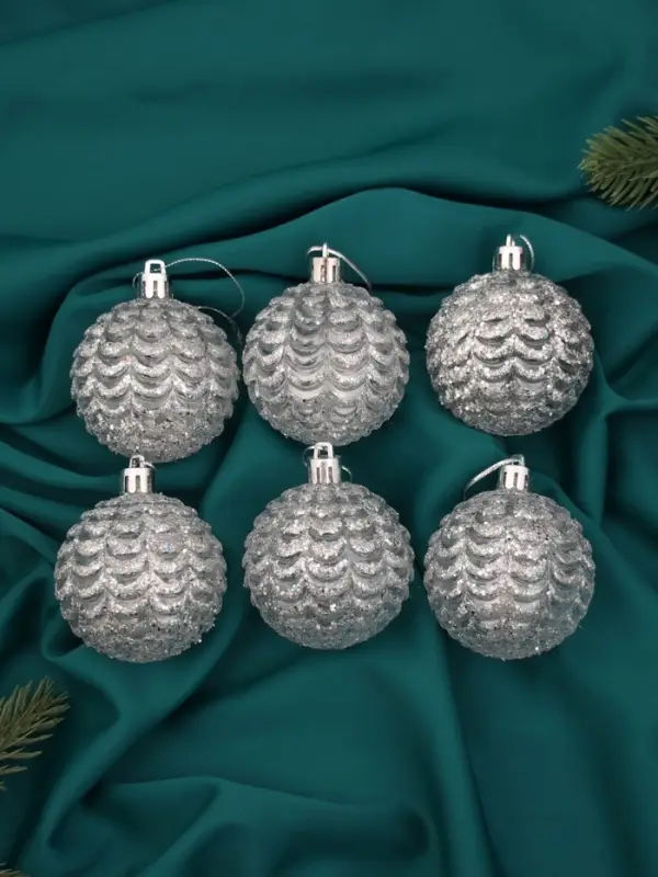 Ёлочные игрушки &laquo;Гелио&raquo;, шары новогодние, d=6 см, набор 6 шт., прозрачно-серебристый
