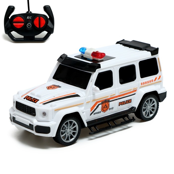 Джип радиоуправляемый «Полиция», работает от батареек, цвет белый Джип радиоуправляемый «Полиция», работает от батареек, цвет белый