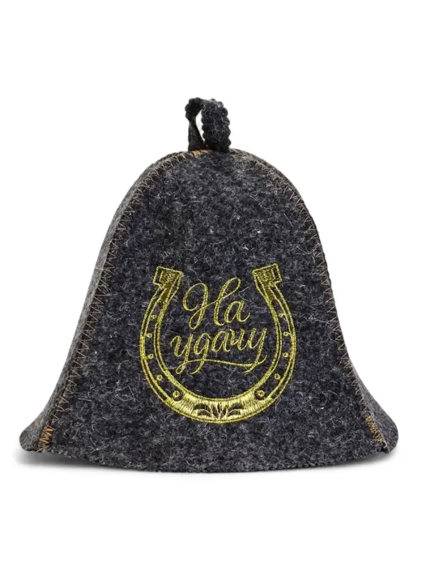 Набор для бани шапка+коврик Набор для бани шапка+коврик "На удачу", темный