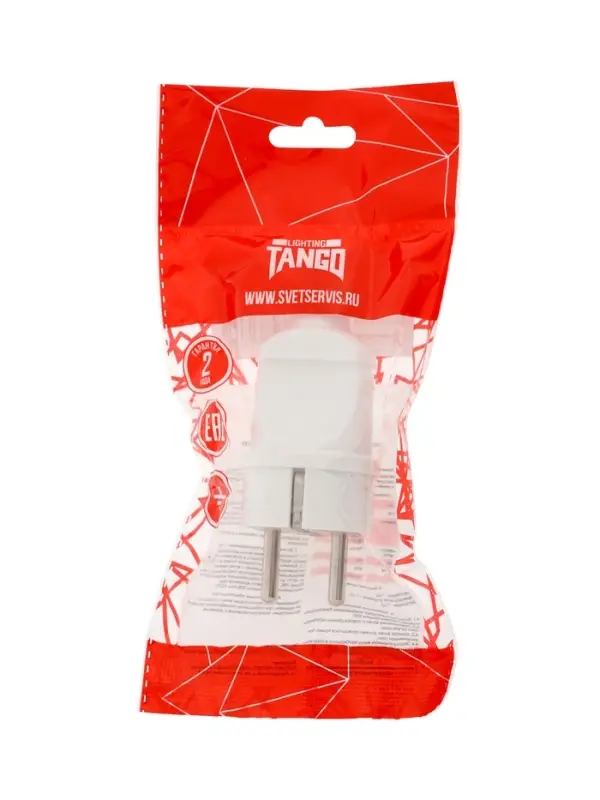 Вилка прямая TANGO, 16 А, 250 В, IP20, с заземлением, белая