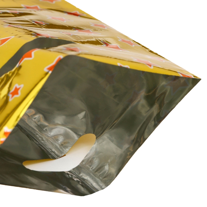 Набор подарочных пакетов, металлизированныей,  Набор подарочных пакетов, металлизированныей, "Звездочки" золотой 17х25 см , 20 микрон 10 шт набор