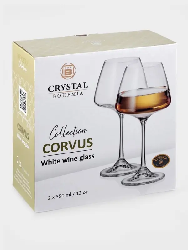 Бокалы для белого вина Corvus, 350 мл, набор 2 шт., стекло, прозрачные