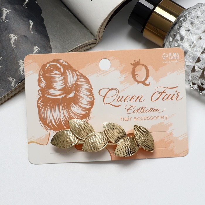 Заколка-автомат для волос «Либерти», листочки, 6.5 см, золото Заколка-автомат для волос «Либерти», листочки, 6.5 см, золото