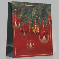 Пакет подарочный &laquo;Новогодние золотые шары&raquo;, 26&times;12&times;32 см