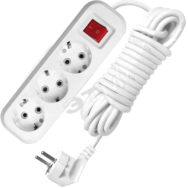 Удлинитель бытовой 3х5м с заземлением с выключателем 10А S-303