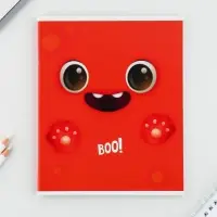 Тетрадь в клетку, 48 л., А5, на скрепке, блок №1, Boo!, МИКС Тетрадь в клетку, 48 л., А5, на скрепке, блок №1, Boo!, МИКС