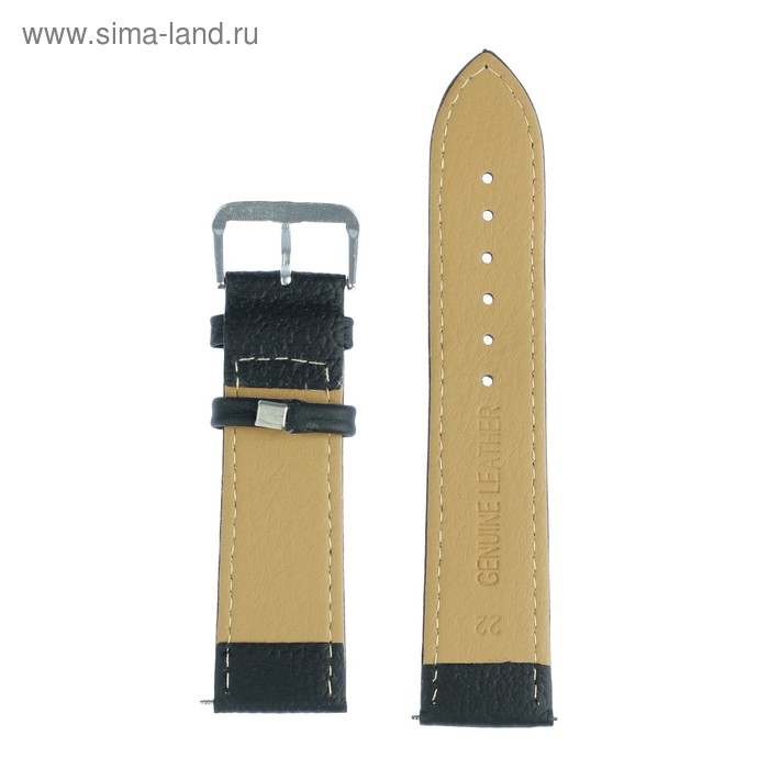 Ремешок для часов Ремешок для часов "Соломон", 22 мм, натуральная кожа, l-20 см, черный с тиснением